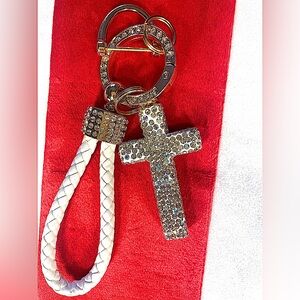 Ultra sparkly cross keychain, purse charm or dog leash accessory. #pursecharm